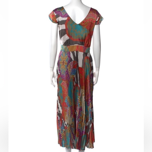 BEATRICE B./ Pleated multicolor abstract print midi dress - Picture 9 of 12